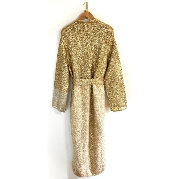 NWT Ulla Johnson Faux-Fur Long Alpaca-Wool Sylvan Gold-Foil Coat - Picture 6 of 8